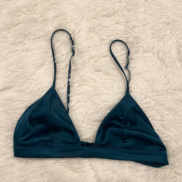 Teal Satin Bralette - Picture 2 of 4
